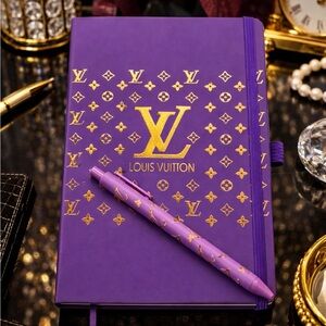 Purple and Gold Notebook with Pen Set
